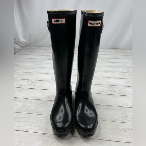 Hunter Original Tall Black Rain Boots Size 9 Women / 8 Men - Picture 2 of 11